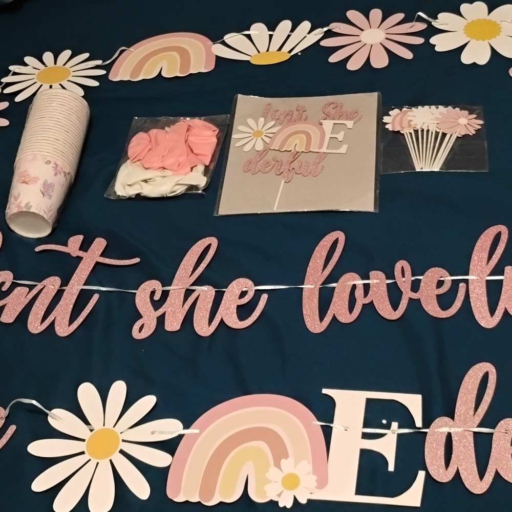 Pink and White Party Decoration Set